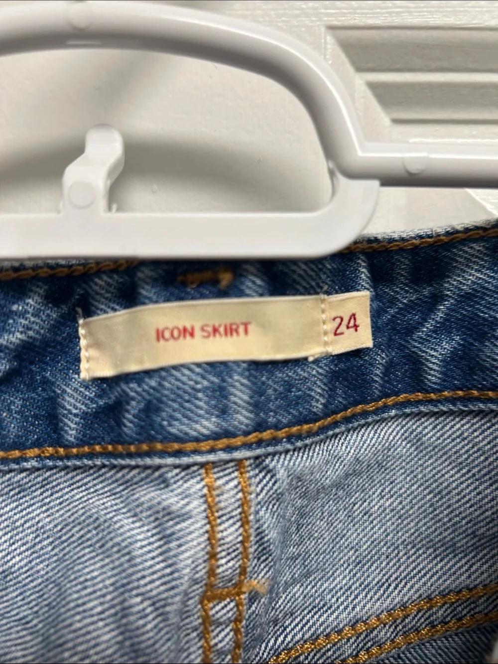 Levi's Faded Blue Panelled Denim Mini Skirt Sz 24